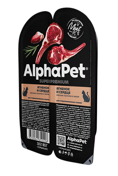 AlphaPet Superpremium / Влажный полнорационный корм для взрослых стерилизованных кошек с ягненком и сердцем в желе 10312